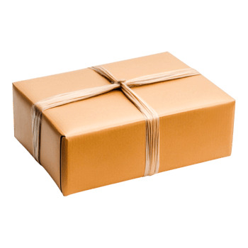 Brown cardboard box tied with string on for shipping and packaging needs png