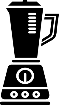 Simple monochrome depiction of a kitchen blender ideal for illustrating appliances or concepts of cooking and health lifestyles. Suitable for design and educational purposes. png