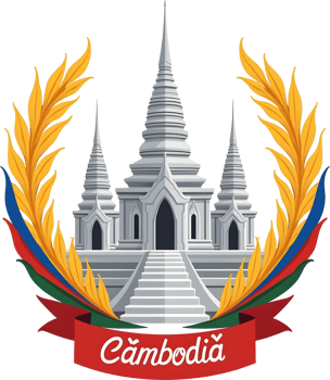 cambodia emblem with a wreath and a crown png