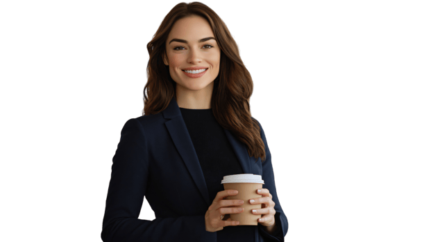 Confident Businesswoman Holding Coffee Professional Portrait Corporate Image png
