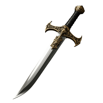 A sword with a black and gold design on it png