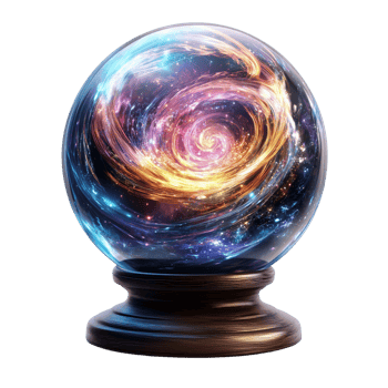 3D Crystal Ball with Mystical Energy Swirling Around Isolated on a Transparent Background png
