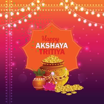 Happy Akshaya Tritiya with gold pots vector