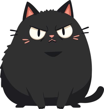 Cute Cartoon Black Cat with Annoyed Expression vector