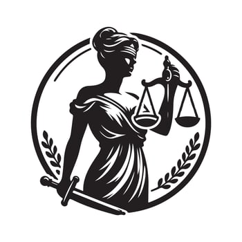 Unique Lady Justice Silhouette for Logos vector