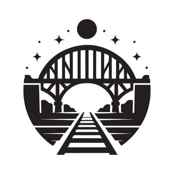 Classic Railway Bridge Silhouette Art vector