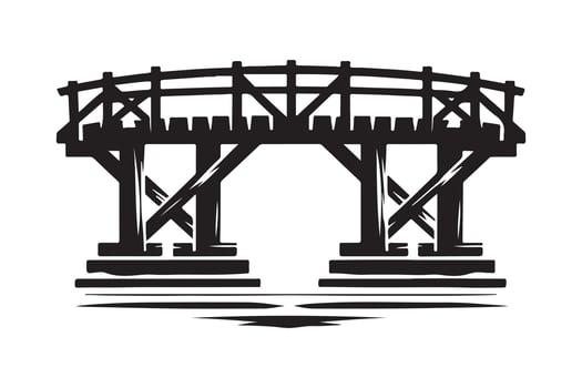 Vintage Wooden Bridge Silhouette for Graphics vector