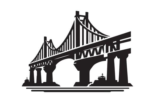 Clean Cantilever Bridge Silhouette Graphic vector