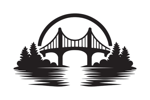 Professional Stone Bridge Silhouette Art vector