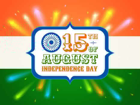 Banner for India independence day with fireworks. Poster for India independence day. 15 August Indian day. vector