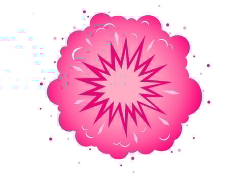 Vintage sticker with atomic bomb explosion in pink color. Pacific vintage military poster with nuclear bomb. vector