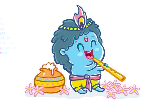 Little Krishna in kawaii style vector