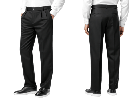 Stylish black pants mockup showcasing modern design perfect for casual or formal occasions. Ideal for fashion presentations and marketing png