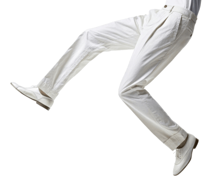 Stylish white pants mockup showcasing dynamic pose that captures movement and elegance in fashion png