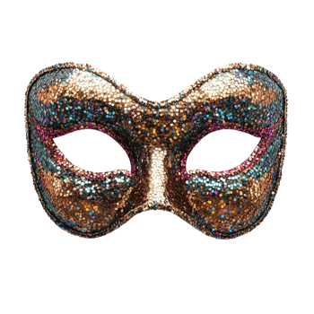Sparkling 3D carnival mask with sequins and realistic design, isolated on transparent Background png