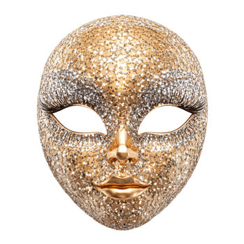 3D realistic carnival face mask with sparkling sequins, isolated on transparent Background png
