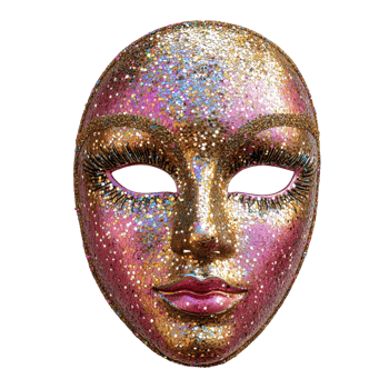 Sparkling 3D carnival face mask with sequins, isolated on transparent Background png