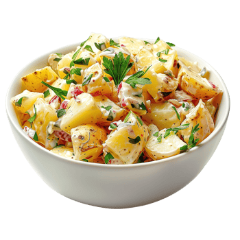 Tasty Potato Salad with Homemade Dressing in a Bowl Isolated on Transparent Background png