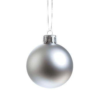 Elegant Silver Christmas Ball Hanging on Thin Thread Isolated on Transparent Background png