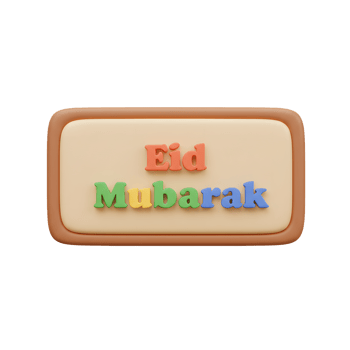 A cheerful Eid Mubarak message pops with color The playful 3D letters on a beige background create a warm, celebratory mood. png