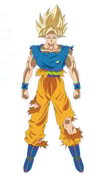 goku ssj orange and blue suit 2d ilustration plus combat damage vector