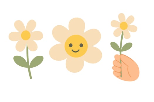 Cute Chamomile Flower Set vector