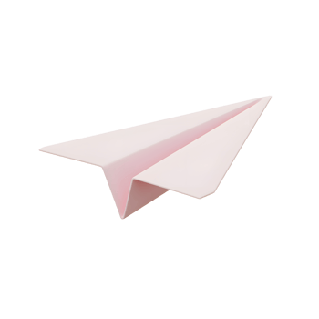 A delicate blush pink paper airplane soars gracefully, its simple folds creating a serene and minimalist image. Soft, subtle, and hopeful. png