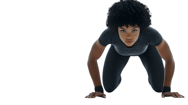 A woman performing a plank exercise showcasing strength and fitness in athletic wear png