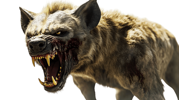 Aggressive Hyena snarling bloody wild animal fierce canine predator digital art fantasy png