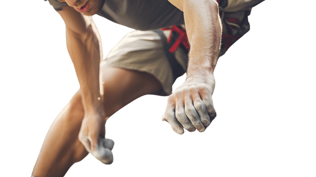 Athlete in Action Dynamic Pose with Chalked Hands for Sports and Fitness Themes png