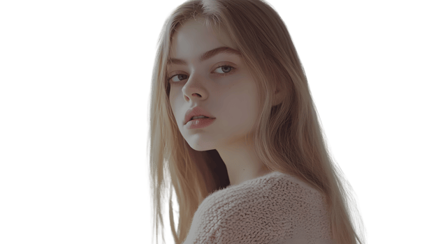 Blonde Woman with Soft Knit Sweater A Serene Portrait for Fashion Beauty and Lifestyle Conce png