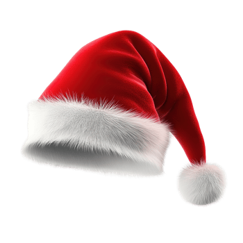 A festive red and white hat with soft fluffy details png