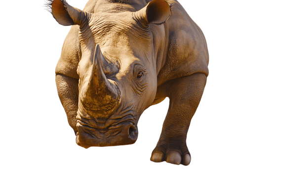 Detailed CloseUp of a Horned Creature with Textured Skin and Expressive Eyes png