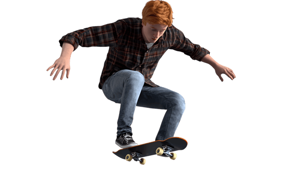 Dynamic Skateboarder in MidAir A Young Individual Performing an Impressive Trick with a Plaid png