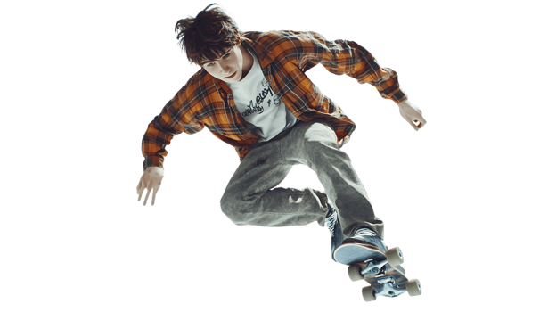 Dynamic Skateboarder in Action A Young Individual Performing a Trick with Style and Precision png