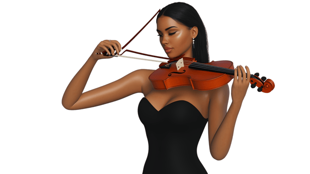 Elegant Musician Playing the Violin in a Black Dress png