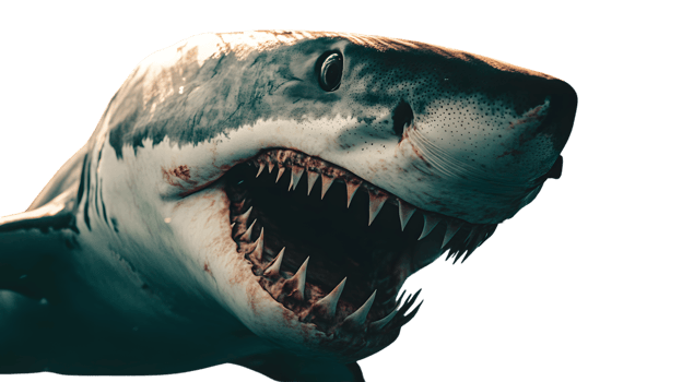 Fierce Predator with Sharp Teeth and Intense Gaze Perfect for Wildlife Danger and Marine The png