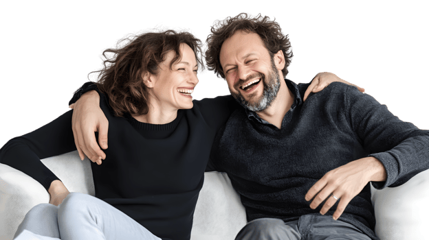 Happy Couple Relaxing on a Sofa png
