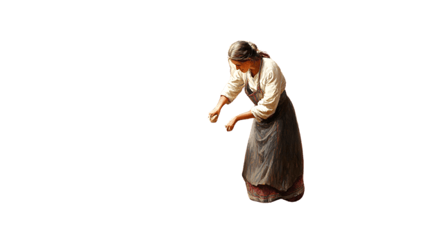 Historical Figure in Traditional Attire Engaged in a Task Vintage Clothing Artistic Represent png