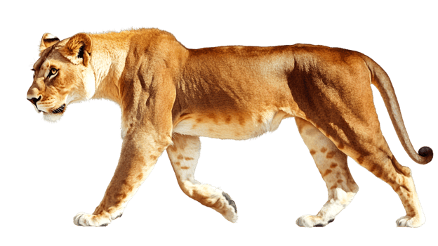 Lioness Walking Powerful Female Big Cat Wildlife Photography png