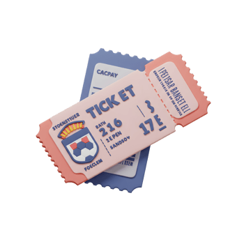 Charming pink and blue tickets with a soccer emblem, rendered in a playful 3D style. A delightful and whimsical design png