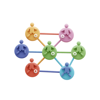A charming network of pastel-colored soccer players playfully interact, creating a vibrant and interconnected scene. Each player possesses a unique color, forming a fun and engaging visual. png