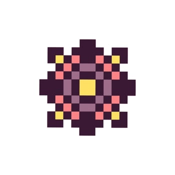 Geometric outline with retro pixel art shapes vector