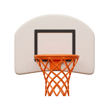A clean, minimalist image showcases an orange basketball hoop against a bright white backboard. Simple yet striking, this image evokes a sense of sporty elegance. png
