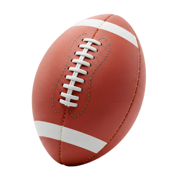 A classic brown American football, meticulously detailed, rests against a stark white background. The laces and stitching are clearly visible, creating a sense of realism and sport. png