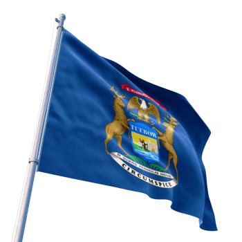 The flag of michigan is flying in the wind png