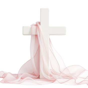 A cross with pink fabric on top of it png