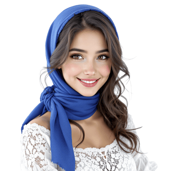A beautiful young woman wearing a blue scarf png