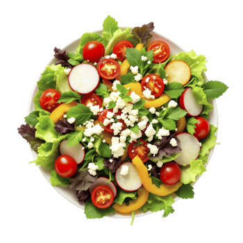 A salad with tomatoes, cucumbers, and other vegetables png