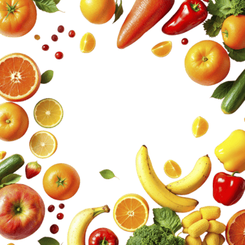 A circle of fruits and vegetables arranged in a circle png